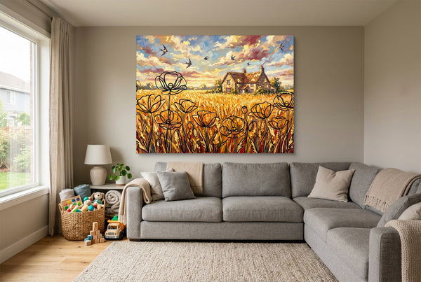 Cornfield Poppies in a room