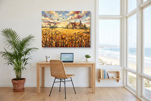 Cornfield Poppies — cornfield poppies office space with desk chair 1land flush print