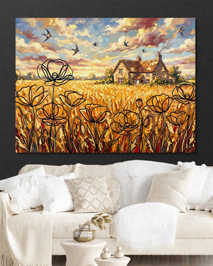 Cornfield Poppies — cornfield poppies psd black wall white couch 1land flush print