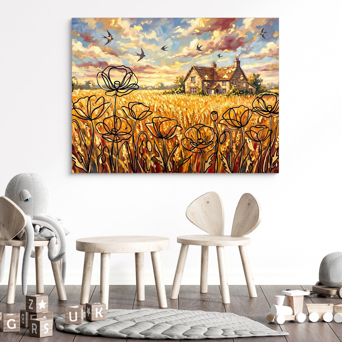 Cornfield Poppies — cornfield poppies sq kids room 1 1land flush print
