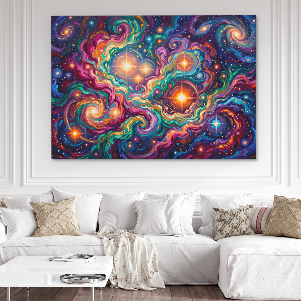 Cosmic Nebula Explosion — Cosmic Nebula Explosion White Couch and Wall 195