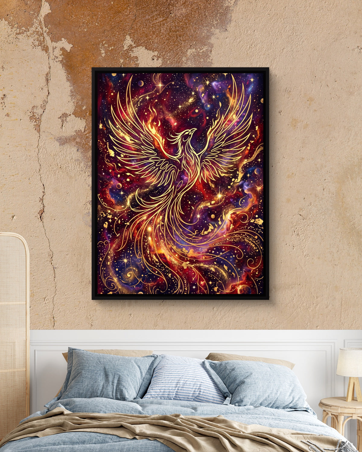 Cosmic Phoenix Soaring — cosmic phoenix soaring psd mocha bedroom 1port framed black