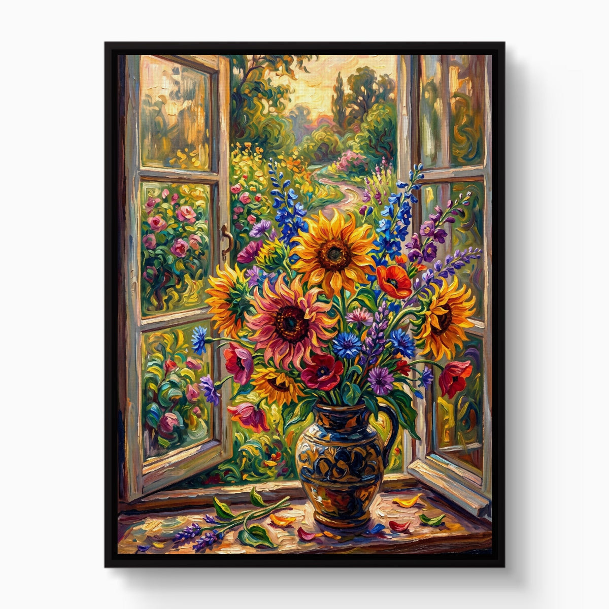 Country Window Floral Burst - Luxury Wall Art