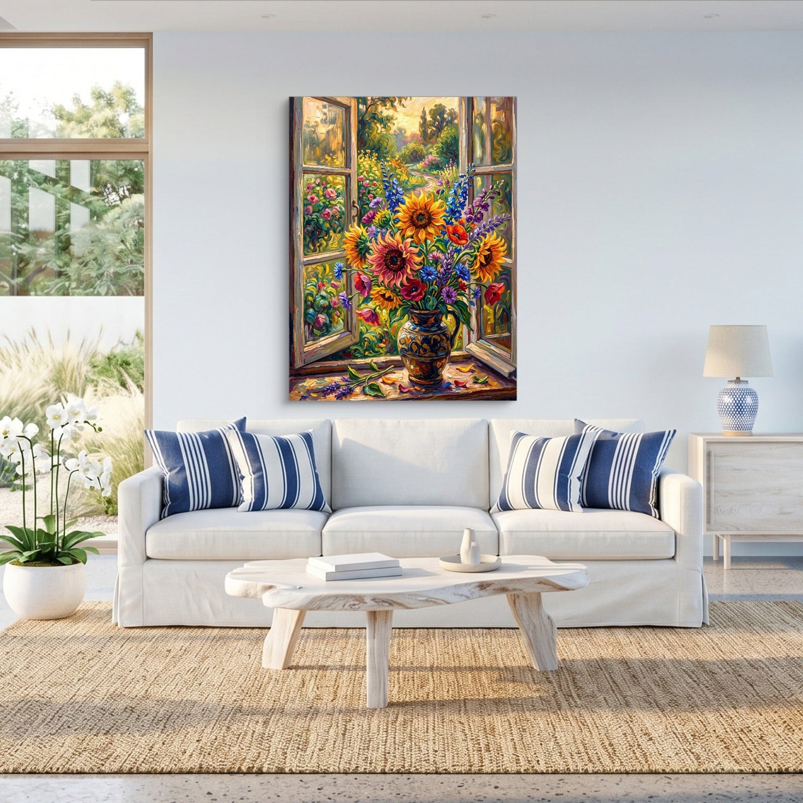 Country Window Floral Burst - Luxury Wall Art