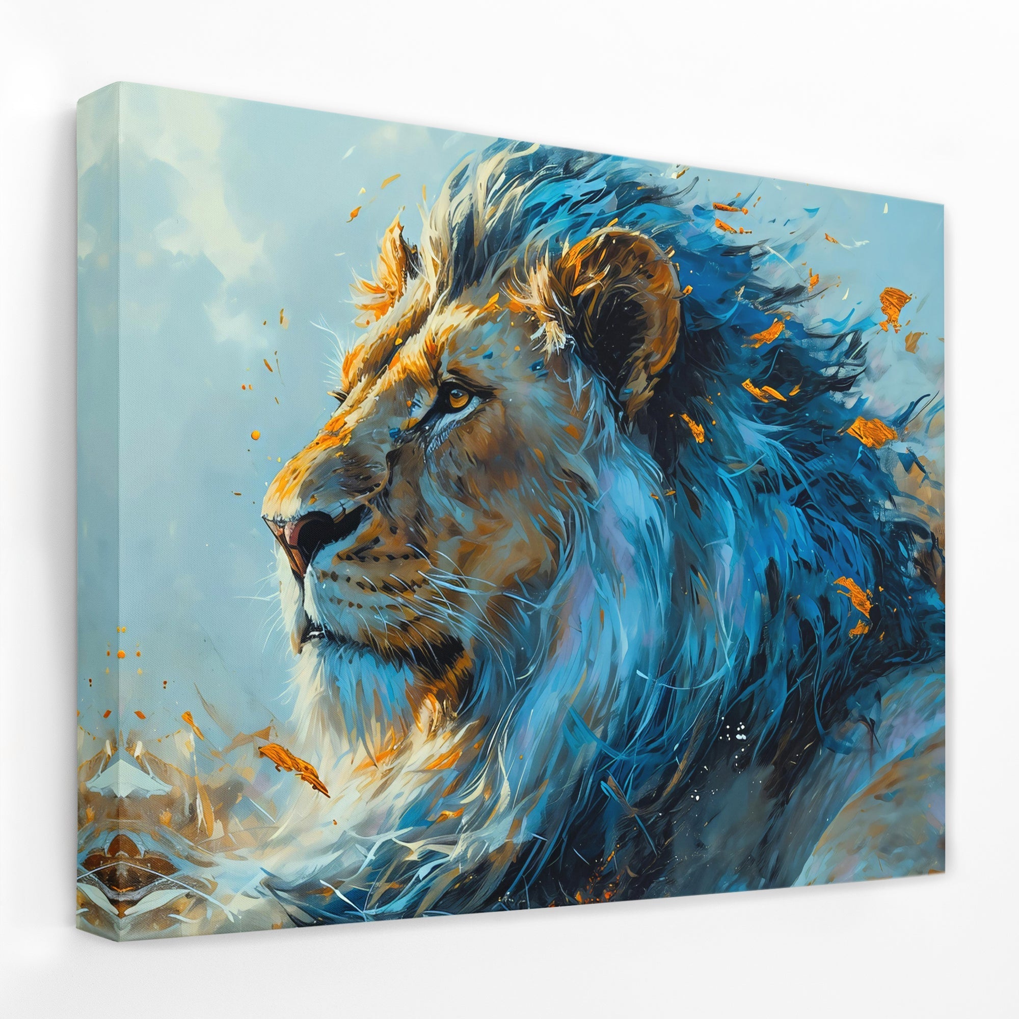 Courageous Blue Lion - Luxury Wall Art