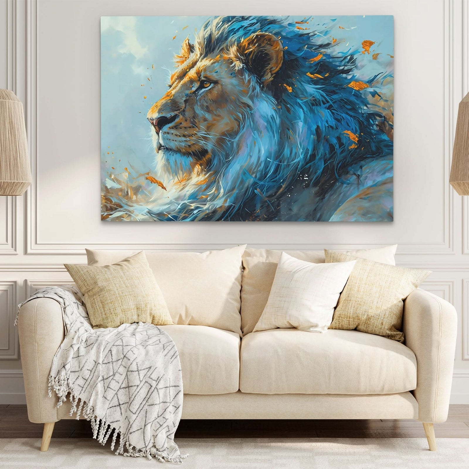 Courageous Blue Lion - Africa Canvas Wall Art