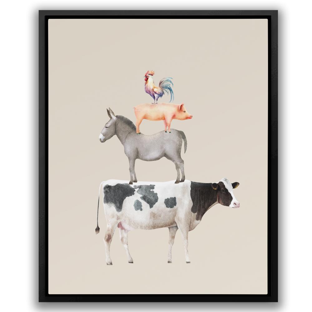Cow Donkey Pig Chicken - Luxury Wall Art