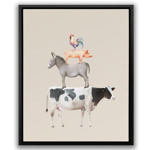 Cow Donkey Pig Chicken - Luxury Wall Art