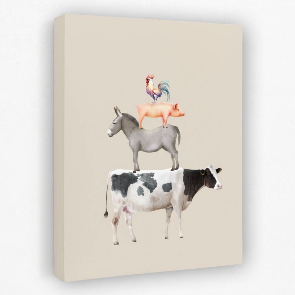 Cow Donkey Pig Chicken - Chicken Canvas Wall Art