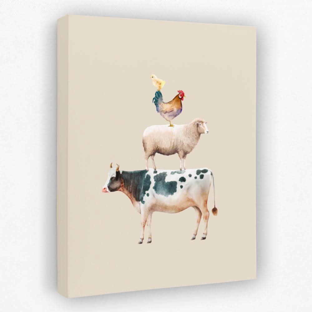 Cow Sheep and Chicken - Chicken Canvas Wall Art