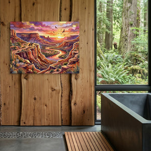 Cowboy Canyon Sunset — cowboy canyon sunset sq outdoor bathroom log 1land flush print