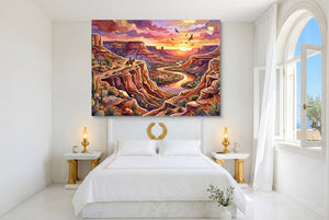 Cowboy Canyon Sunset — cowboy canyon sunset bedroom with window 1land flush print