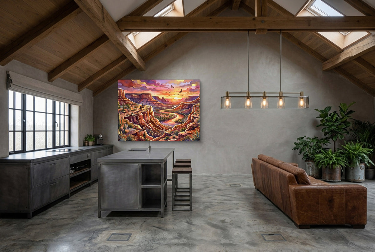 Cowboy Canyon Sunset — cowboy canyon sunset modern minimalist living room 4 1land flush print