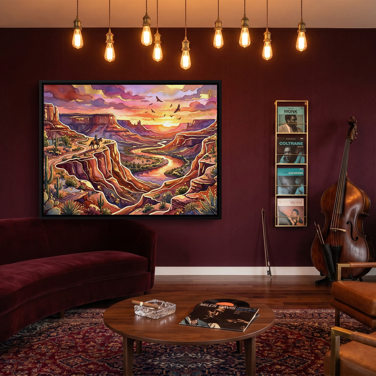 Cowboy Canyon Sunset — cowboy canyon sunset sq jazz room 1land framed black