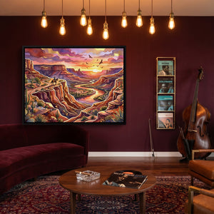 Cowboy Canyon Sunset — cowboy canyon sunset sq jazz room 1land framed black