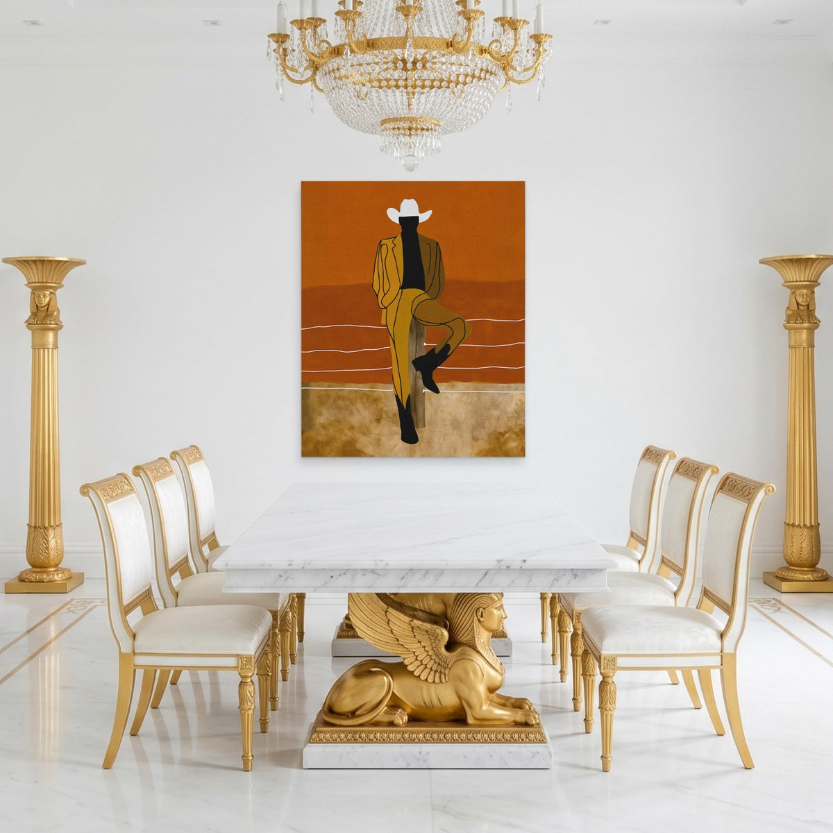 Cowboy Fence Post Relaxed - Luxury Wall Art