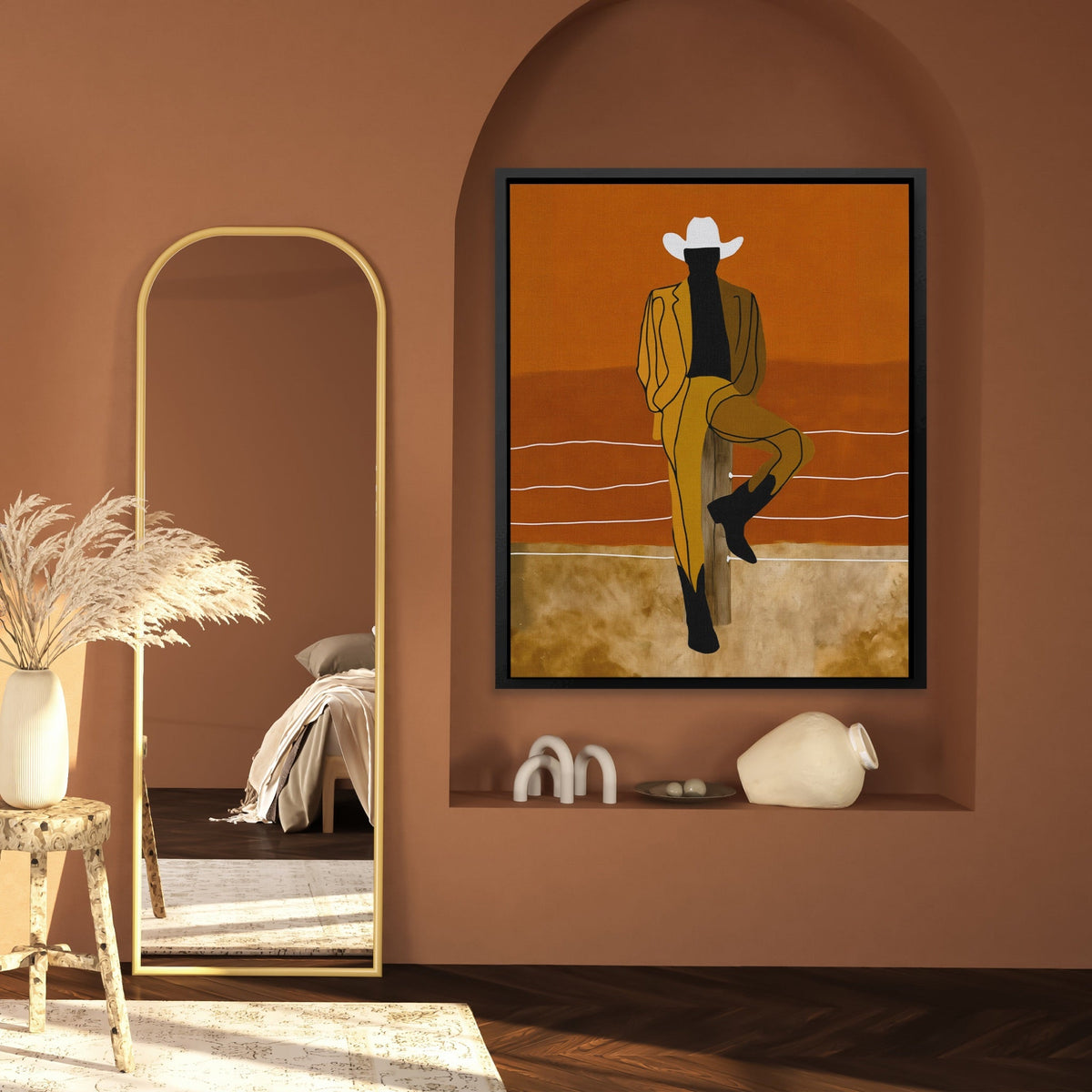 Cowboy Fence Post Relaxed - Luxury Wall Art