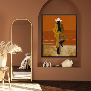 Cowboy Fence Post Relaxed - Luxury Wall Art