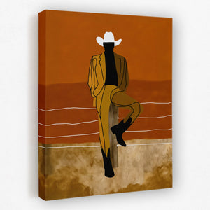 Cowboy Fence Post Relaxed - Luxury Wall Art