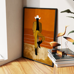 Cowboy Fence Post Relaxed - Luxury Wall Art