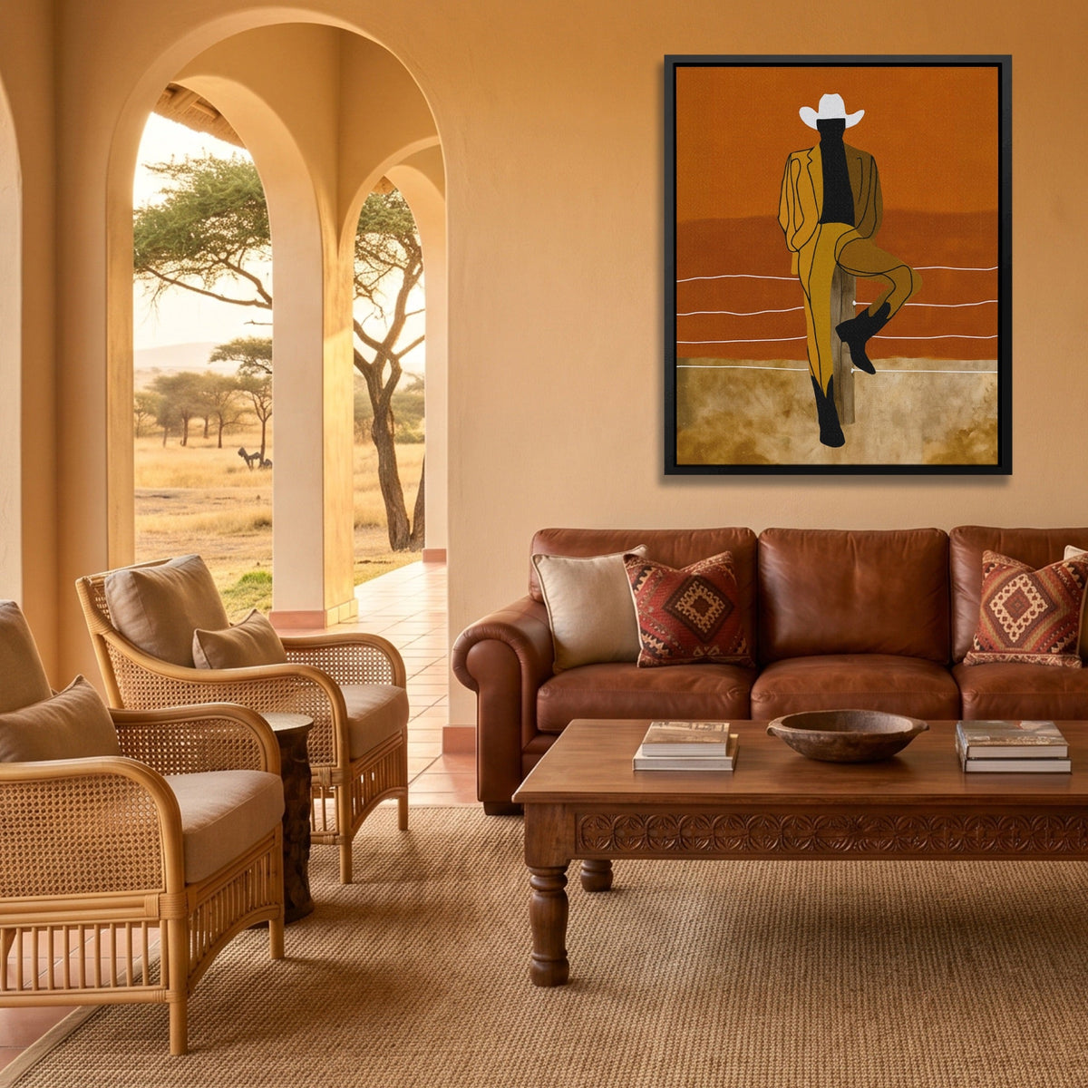 Cowboy Fence Post Relaxed - Luxury Wall Art