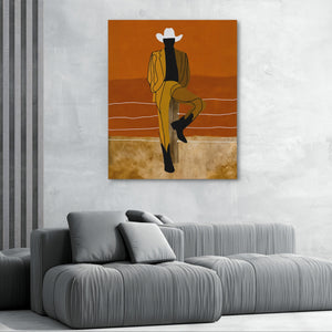 Cowboy Fence Post Relaxed - Luxury Wall Art