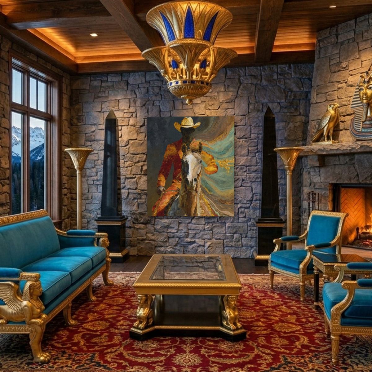 Cowboy Horse Motion - Luxury Wall Art