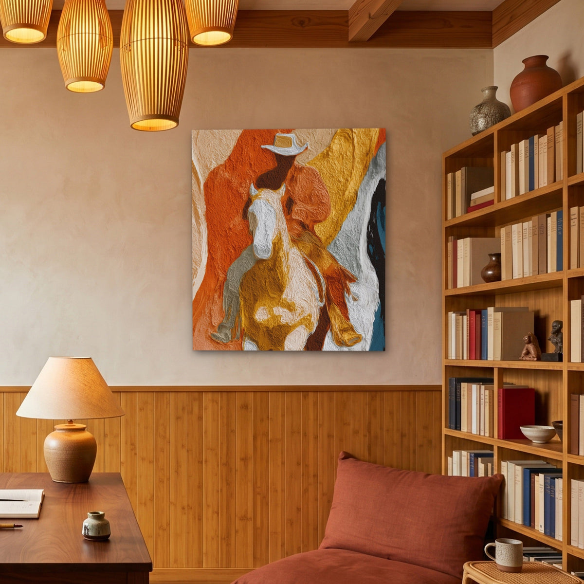 Cowboy Horse Ochre - Luxury Wall Art