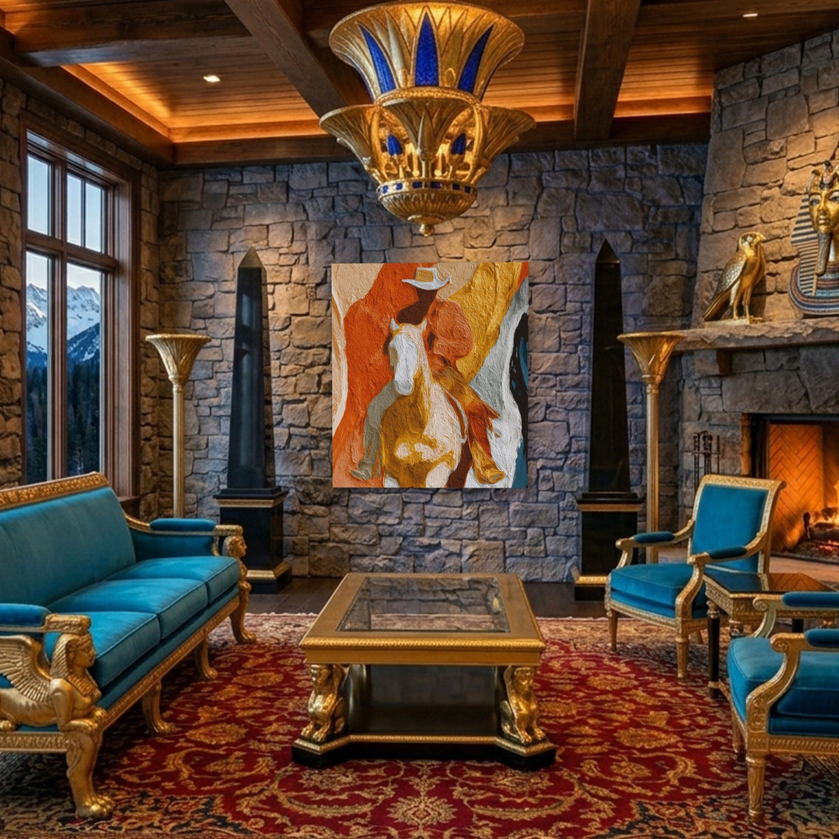 Cowboy Horse Ochre - Luxury Wall Art