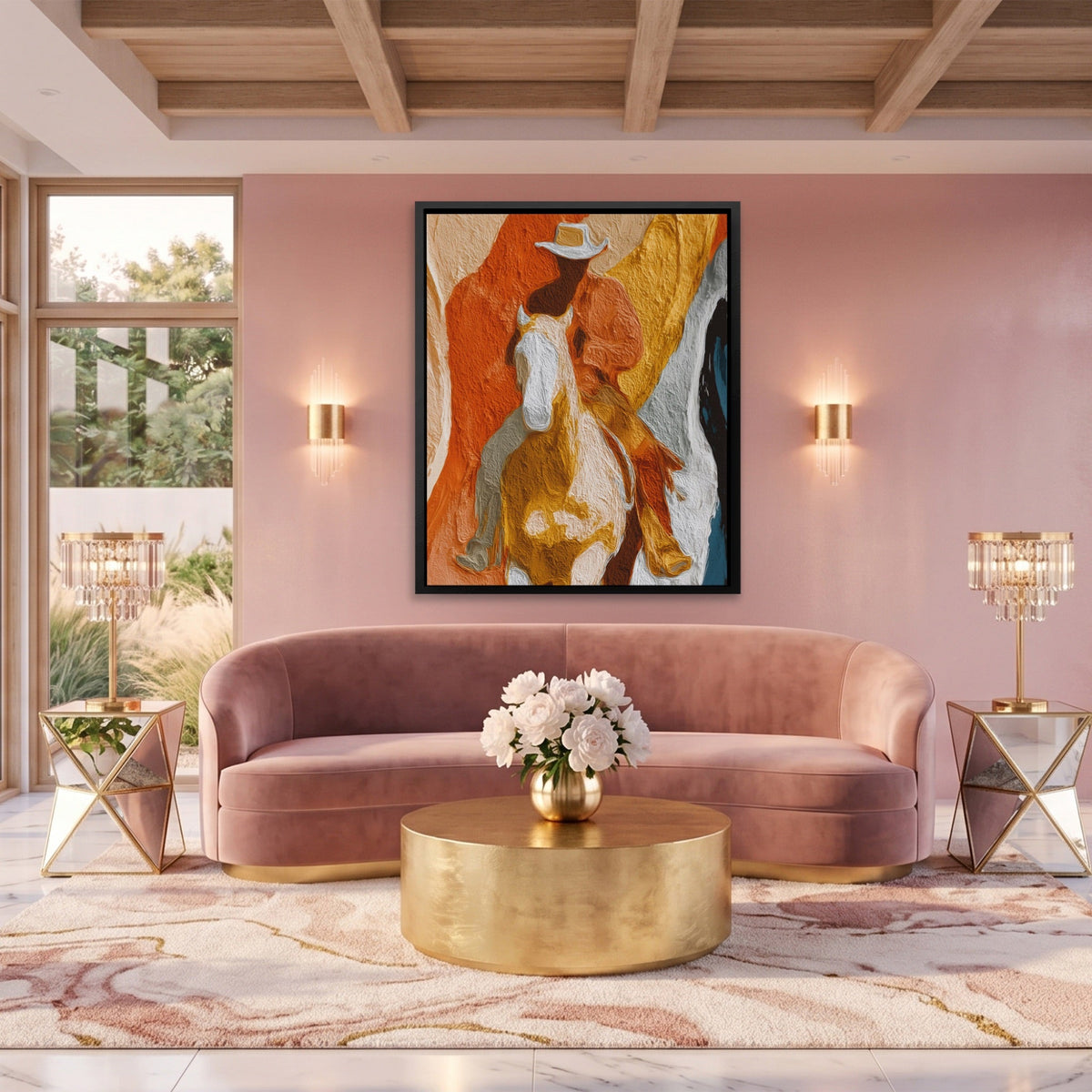 Cowboy Horse Ochre - Luxury Wall Art
