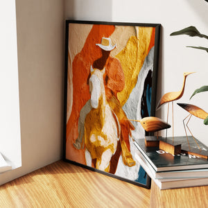 Cowboy Horse Ochre - Luxury Wall Art