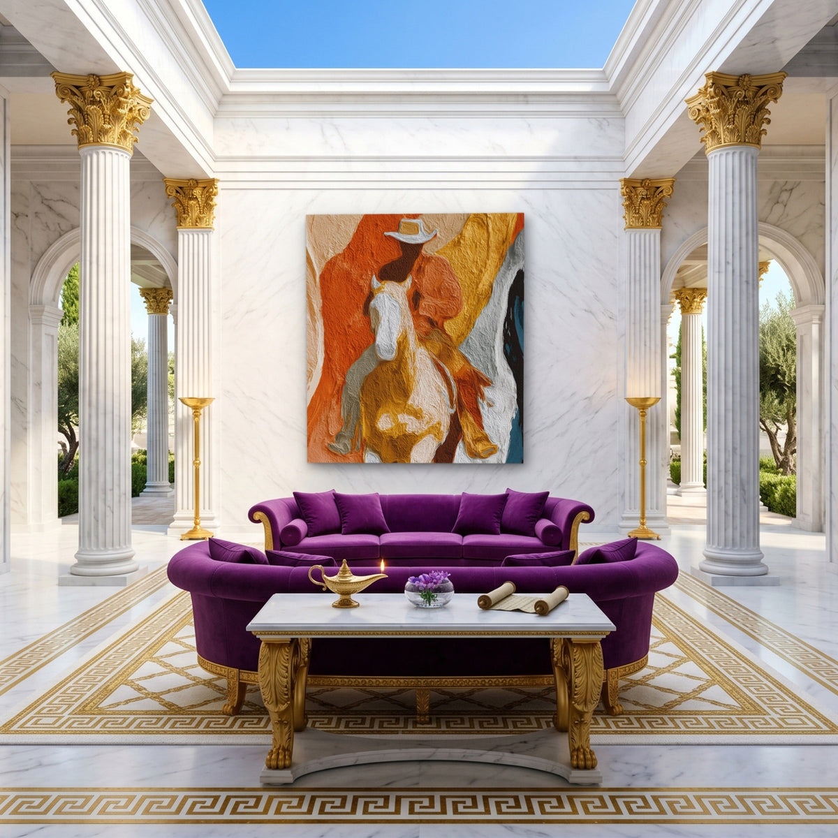 Cowboy Horse Ochre - Luxury Wall Art