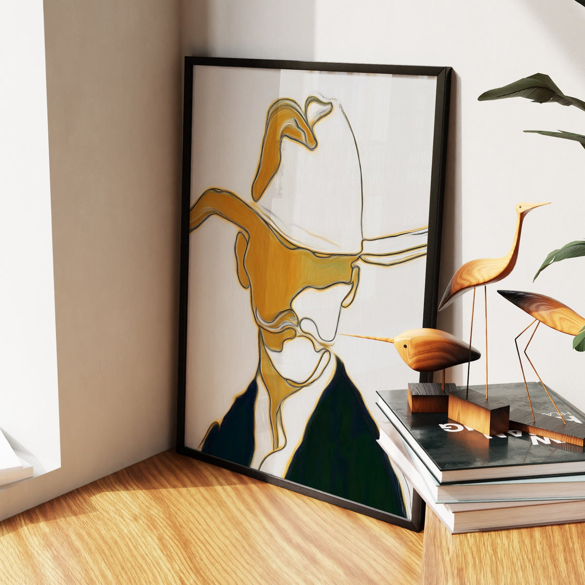 Cowboy Ochre Silhouette - Luxury Wall Art