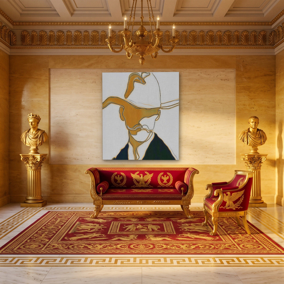 Cowboy Ochre Silhouette - Luxury Wall Art