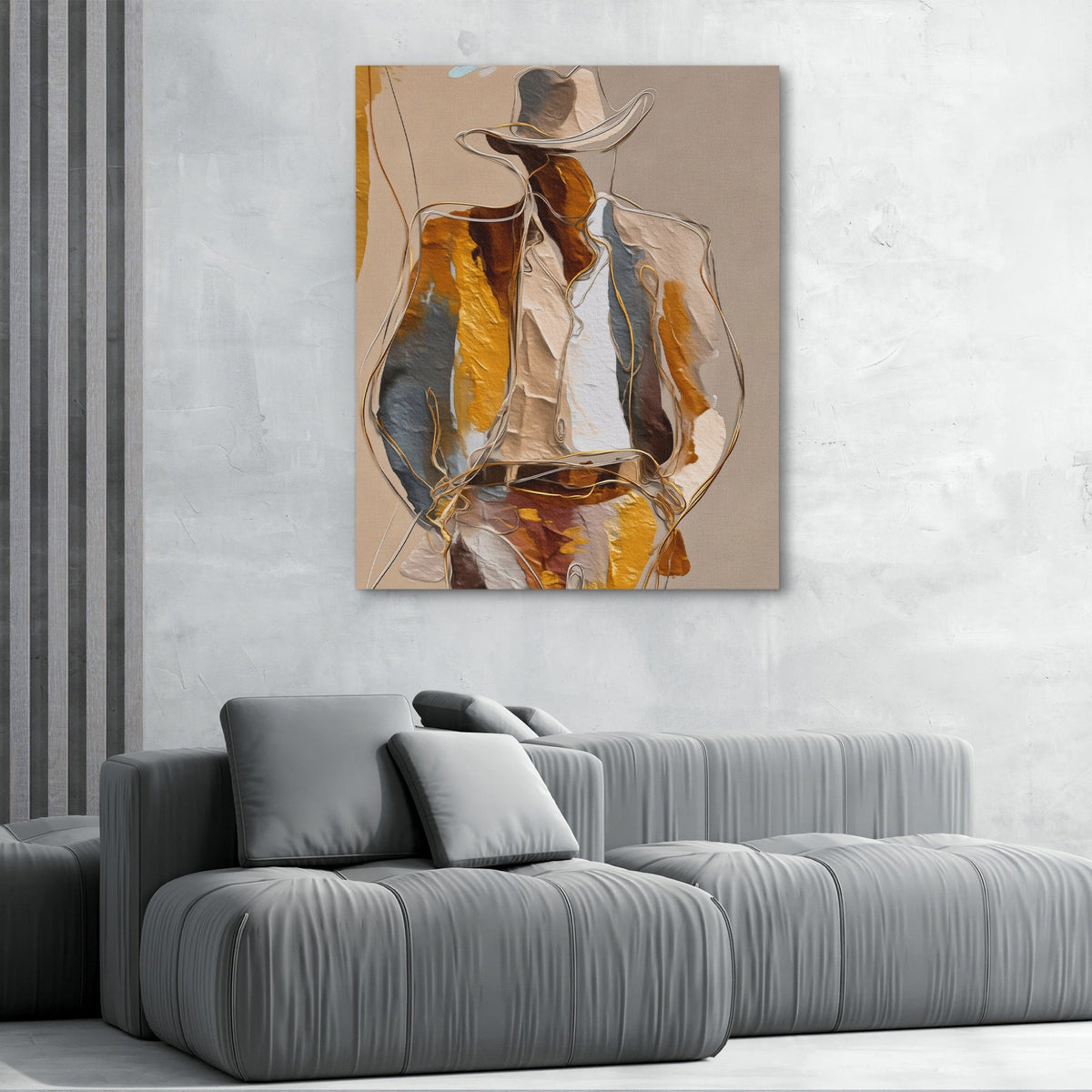 Cowboy Striped Gestural - Luxury Wall Art
