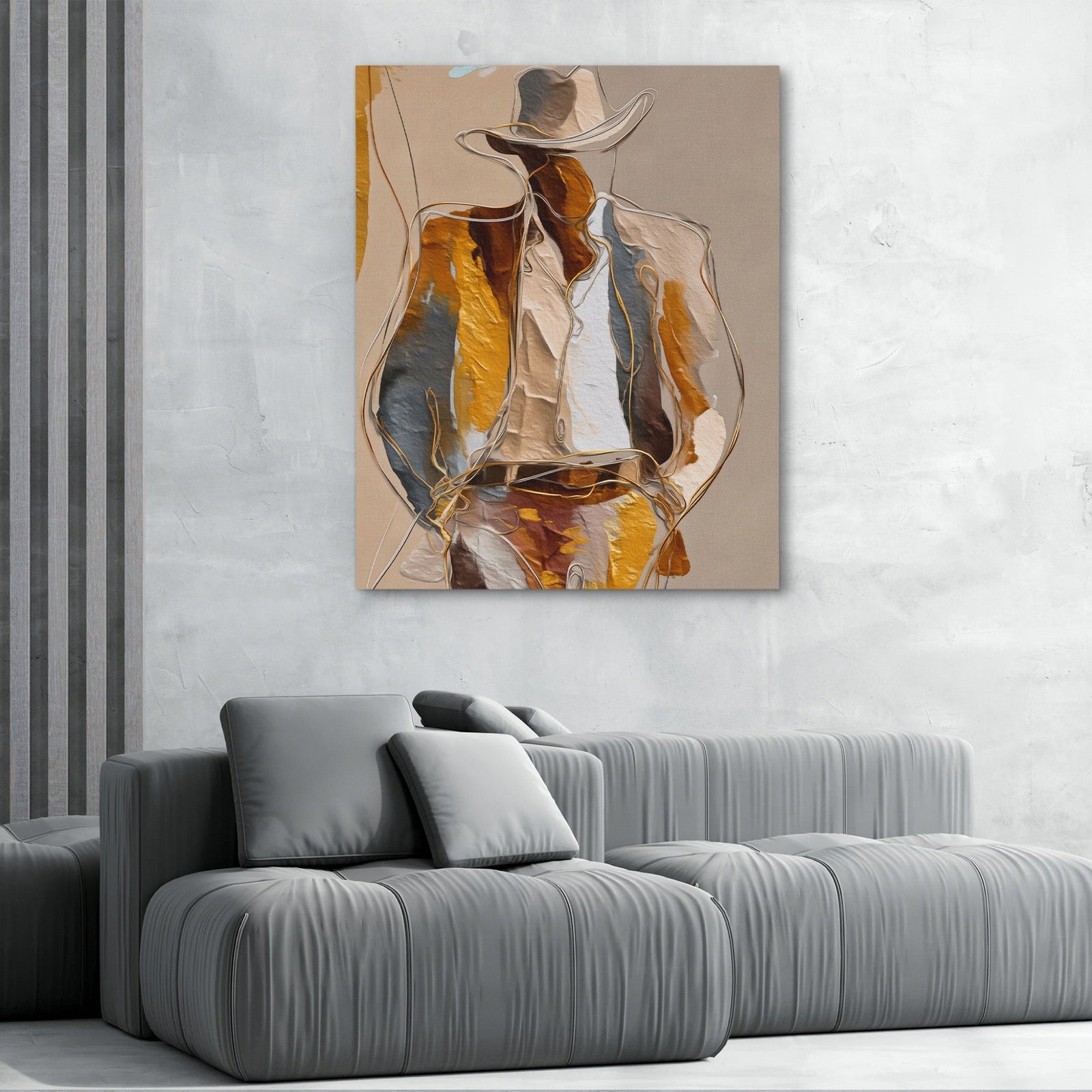 Cowboy Striped Gestural - Luxury Wall Art