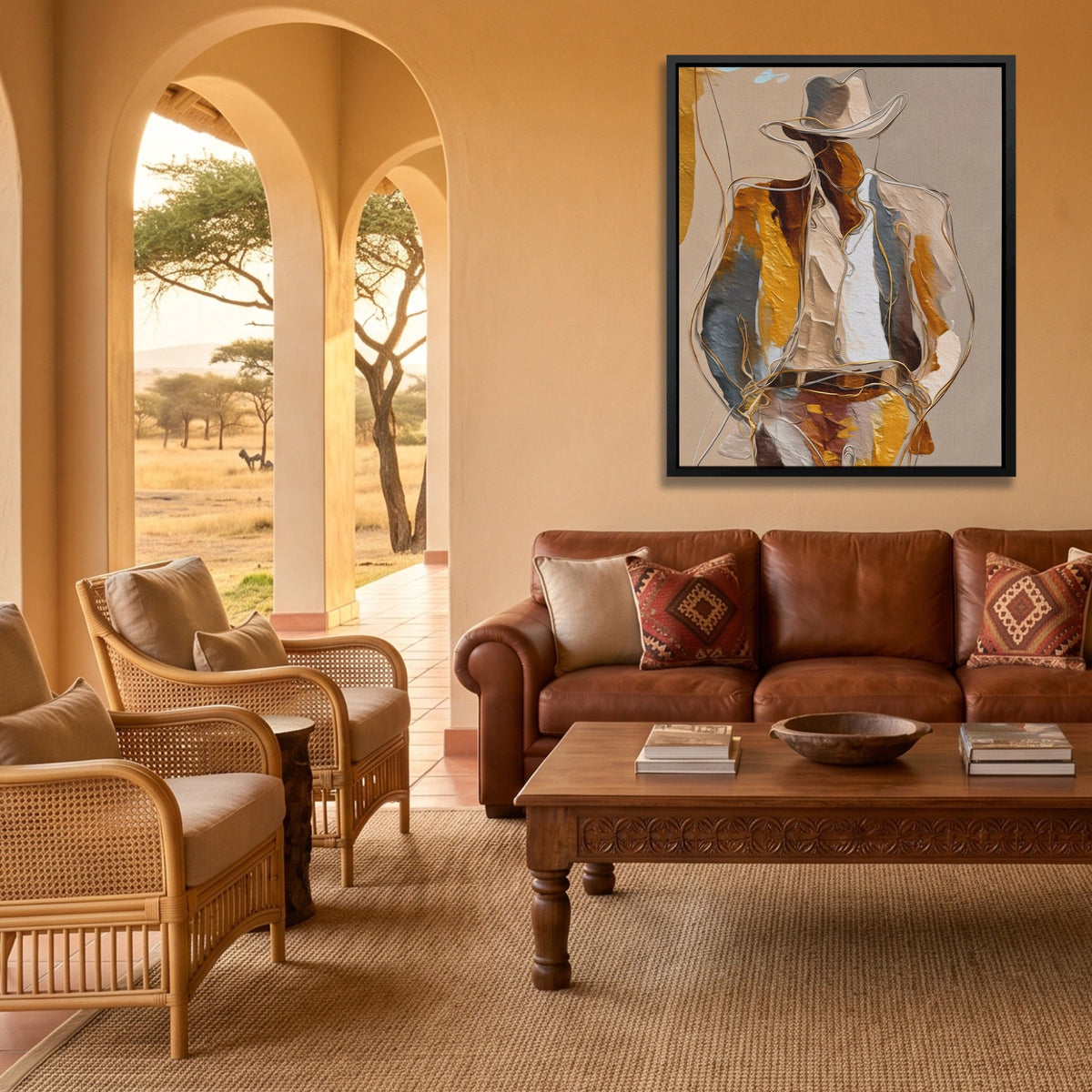 Cowboy Striped Gestural - Luxury Wall Art