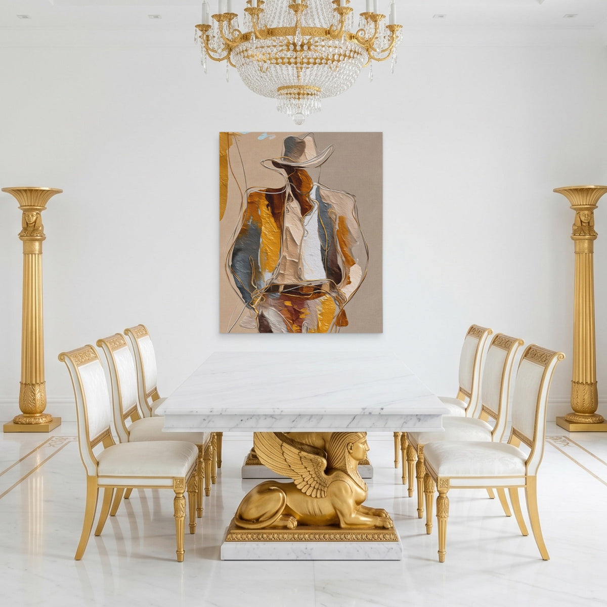 Cowboy Striped Gestural - Luxury Wall Art