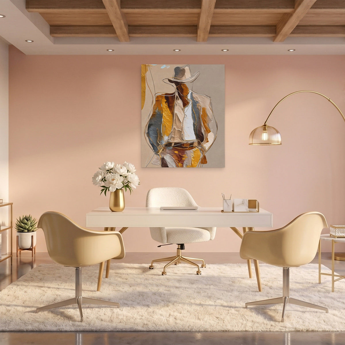 Cowboy Striped Gestural - Luxury Wall Art