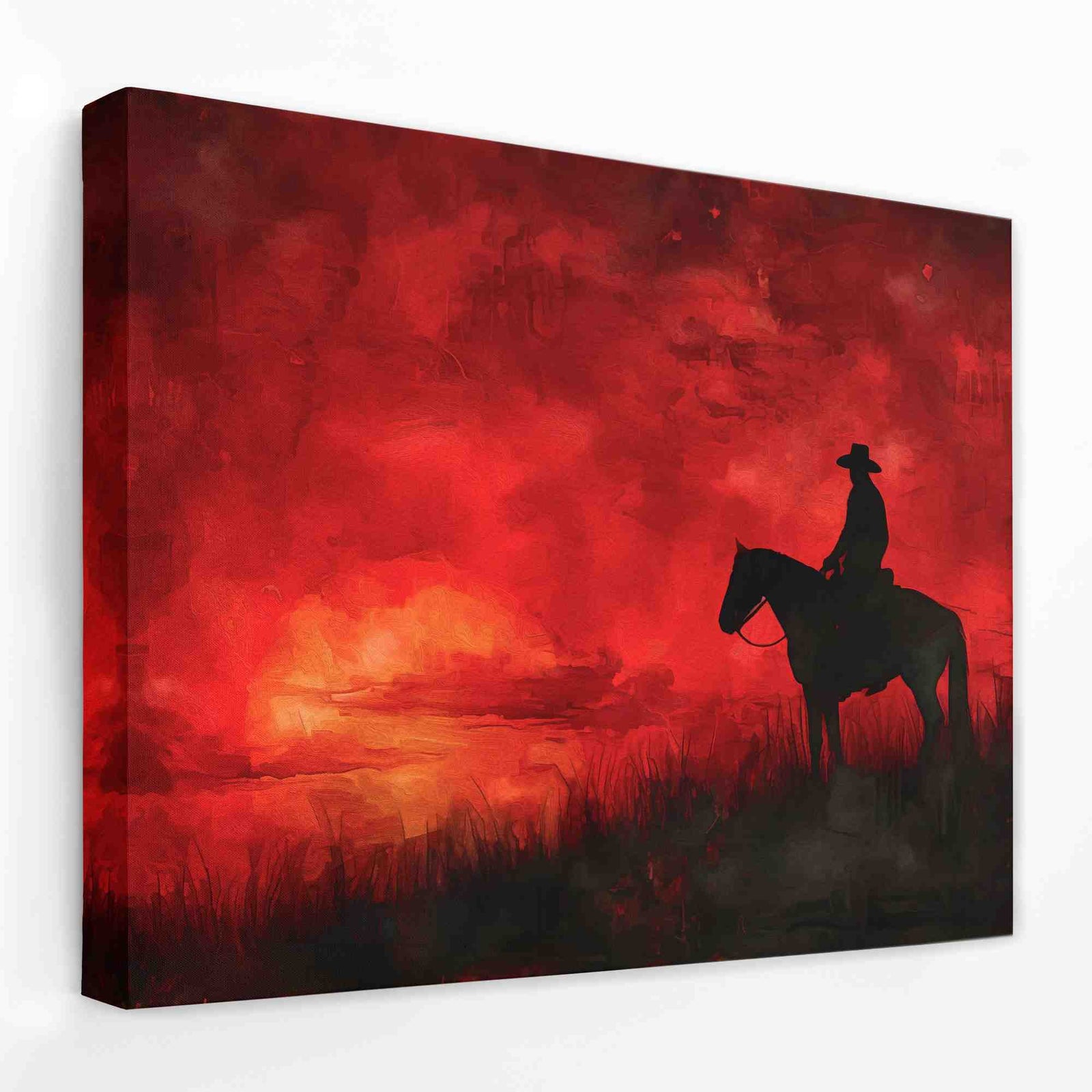 Cowboy Sunrise - Cowboy Canvas Wall Art