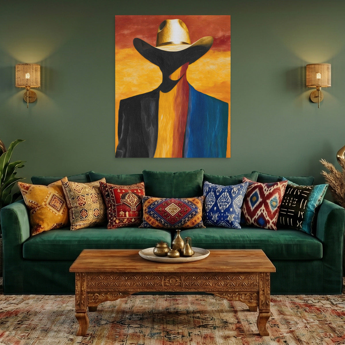 Cowboy Sunset Silhouette - Luxury Wall Art