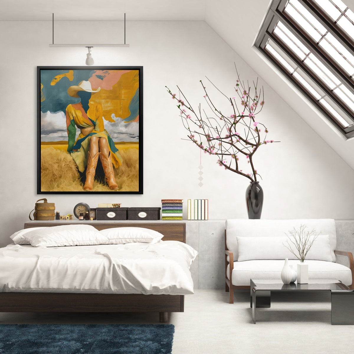 Cowgirl Prairie Gold canvas wall art, room view