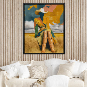 Cowgirl Prairie Gold canvas wall art, room view