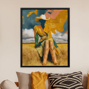 Cowgirl Prairie Gold canvas wall art, room view