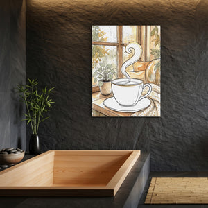 Cozy Window Cup — cozy window cup sq bamboo bathroom 1port flush print