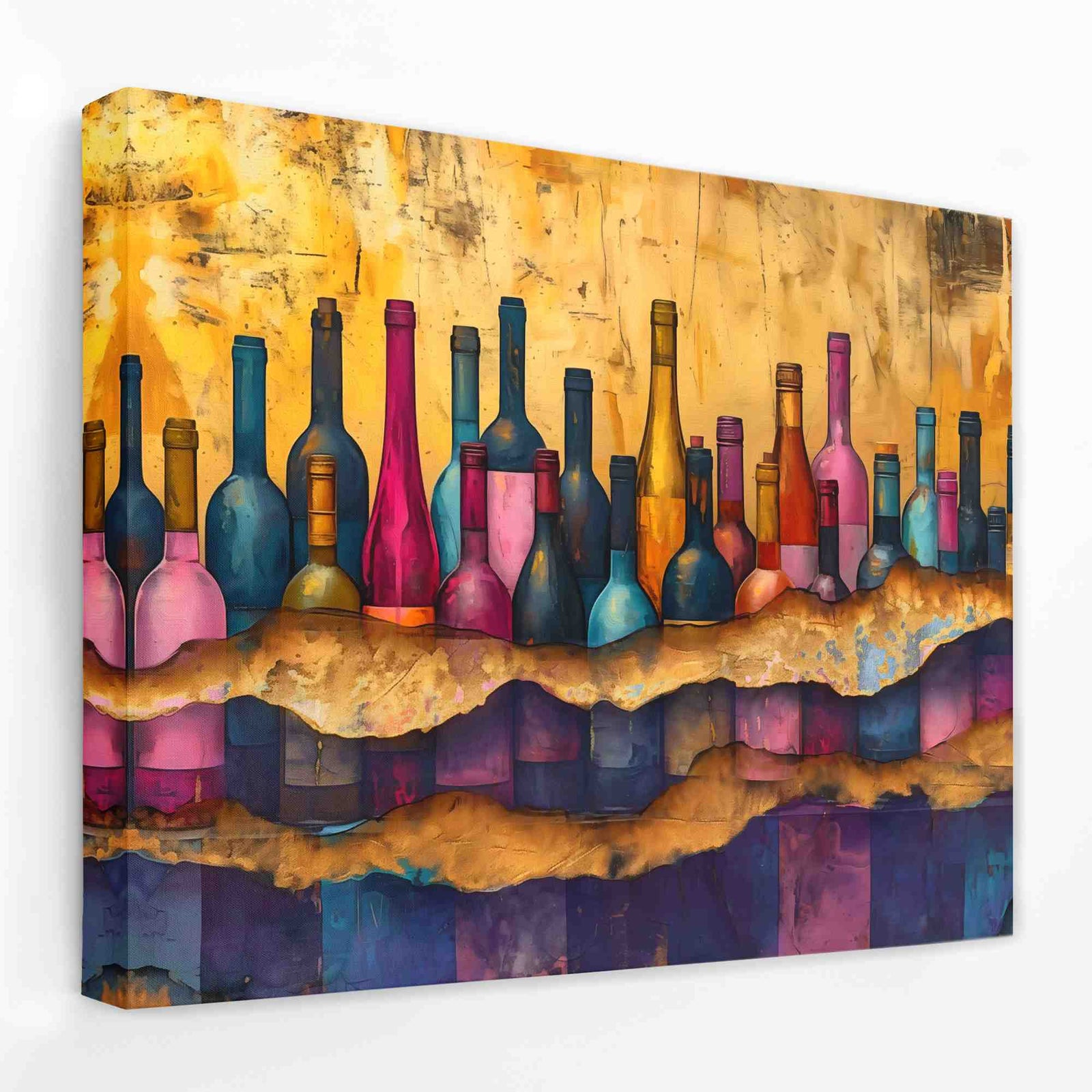Cracked Wine Bottles - Horizontal Canvas Wall Art