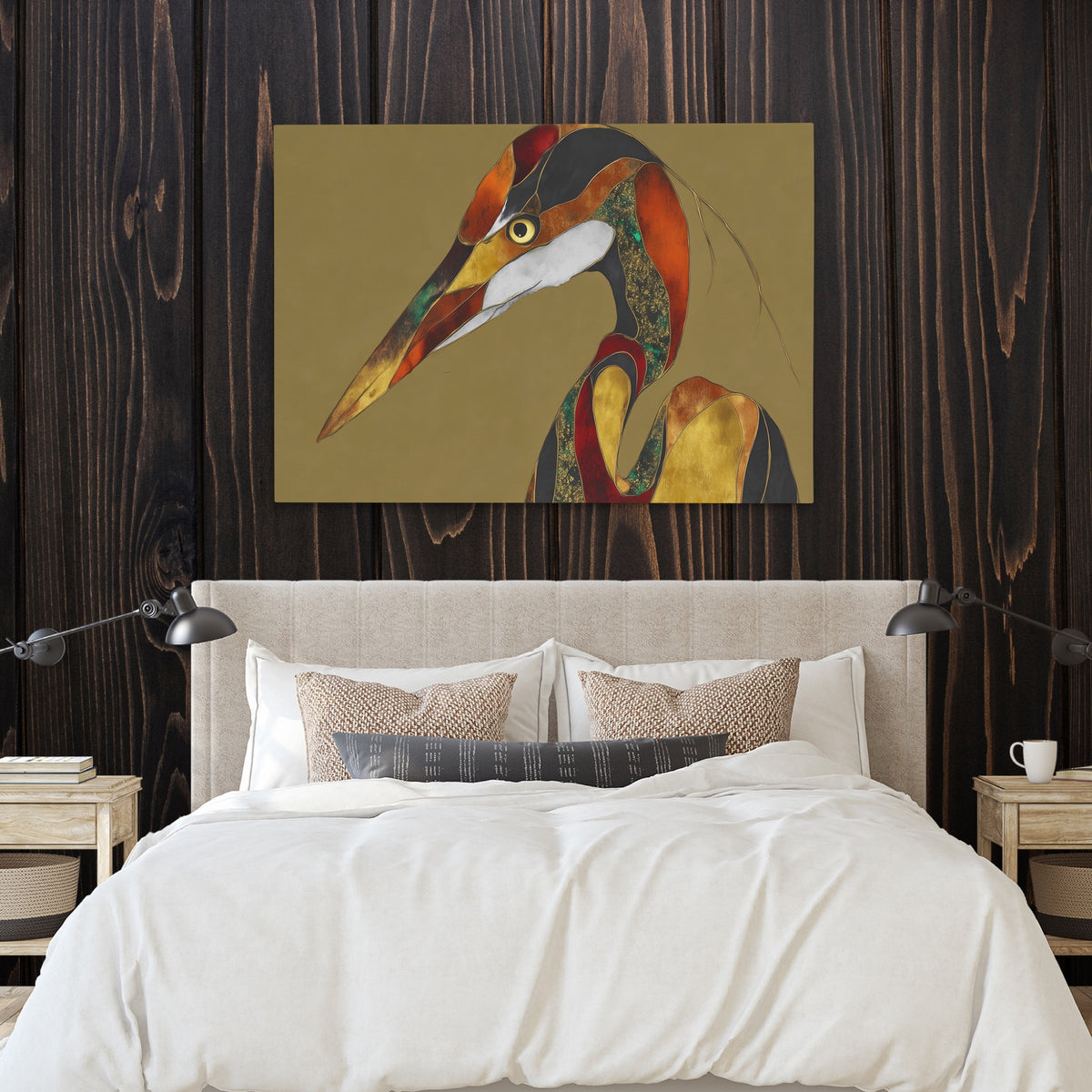 Crane Bronze Geometric — Crane Bronze Geometric Bedroom with Wood Walls 28