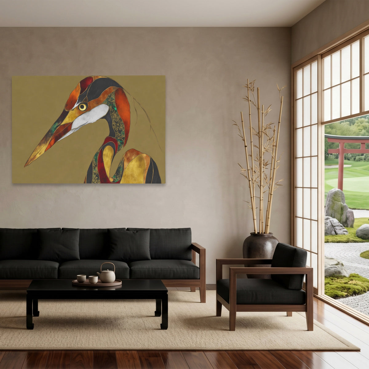 Crane Bronze Geometric — Crane Bronze Geometric Japanese Garden Land 100