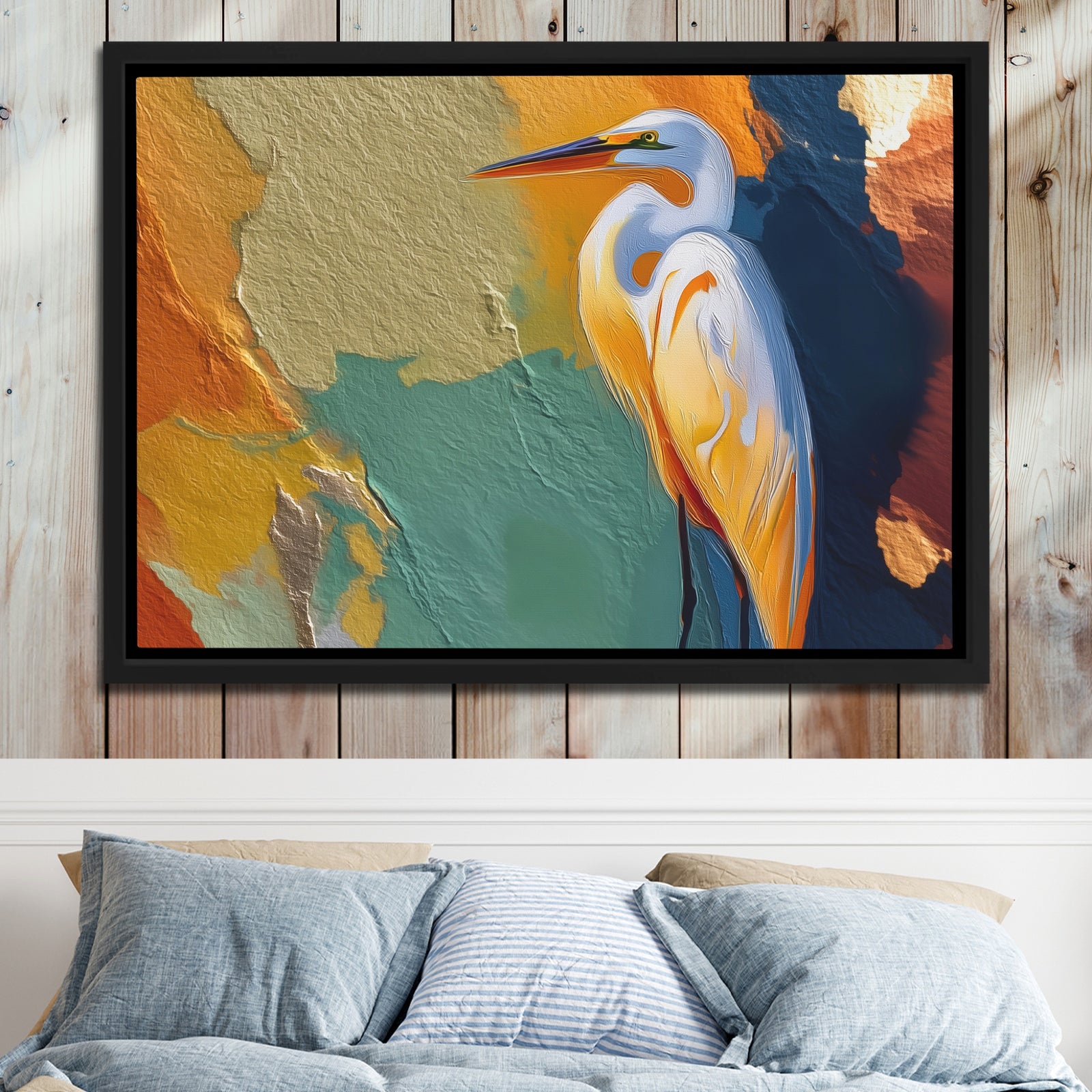 Crane Earthtone Rising canvas wall art