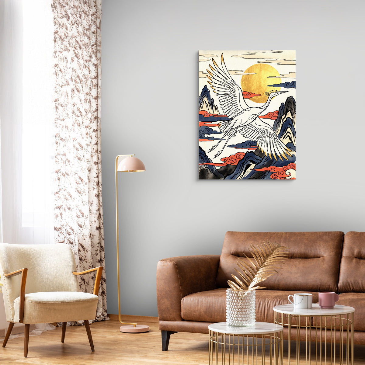 Crane Golden Flight — crane golden flight sq curtains 1port flush print